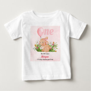Söta Kanin Fyller Ett Rosa Flickas 1-års Födelseda T Shirt