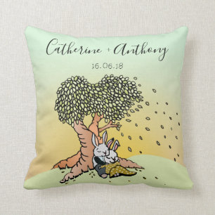 Söta kanin kaniner med namn Bröllop/årsdag Kudde