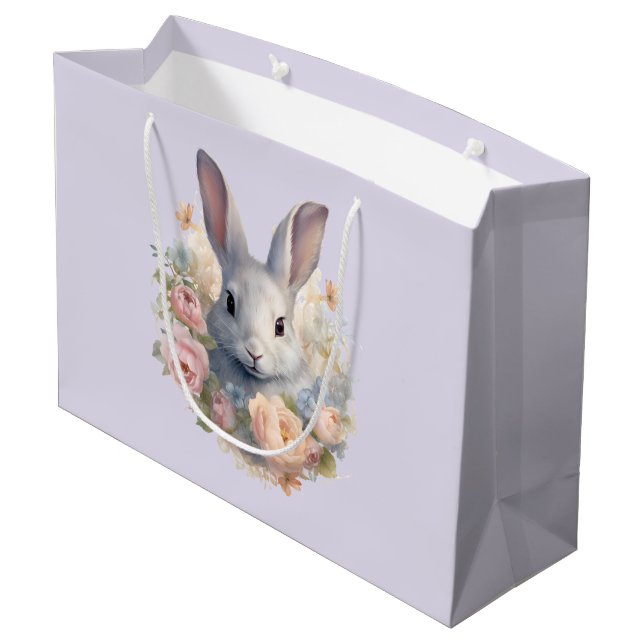 Söta kanin omgiven av pastellfärgade blommor (Baksidan Vinklad)