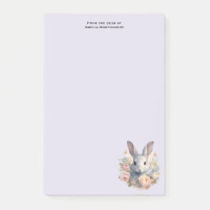 Söta kanin omgiven av pastellfärgade blommor post-it block
