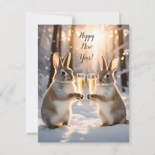 Söta kaniner firar det nya året med champagne anteckningskort