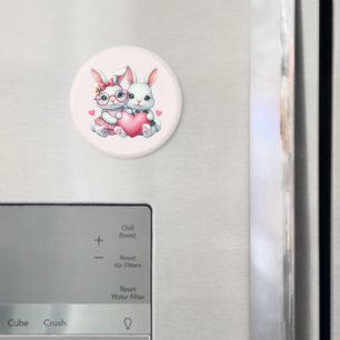 Söta kaniner som delar ett hjärta magnet