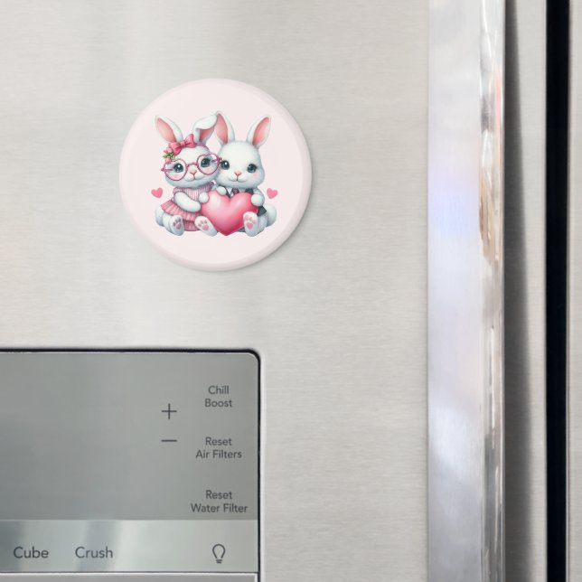 Söta kaniner som delar ett hjärta magnet (In Situ (Fridge))