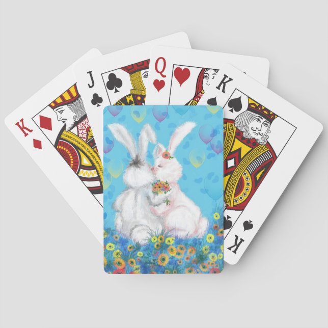 Söta kaniner som spelar kort casinokort (Baksidan)