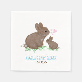 Söta kaniners hjärtan anpassad pojke baby shower pappersservett