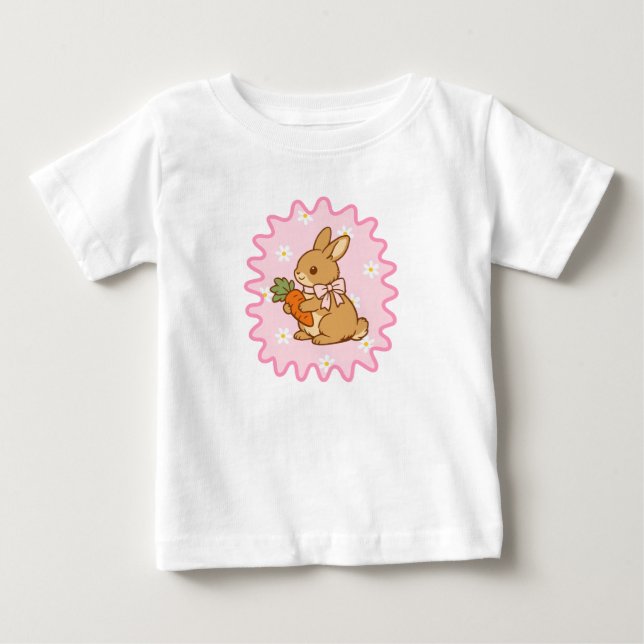 Söta kaninmorot vårblommor  t shirt (Framsida)