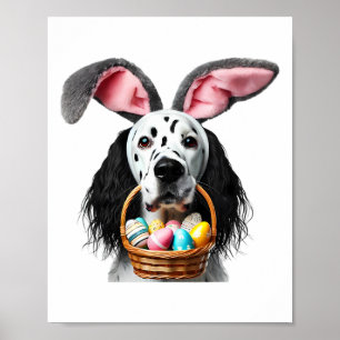 Söta kaninöron engelsk setter hund påskäggsjakt poster