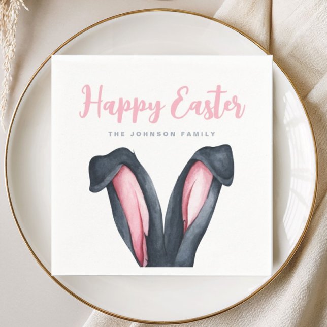Söta kaninöron Glad påsk Pappersservett (Cute Bunny Ears Happy Easter Napkins)