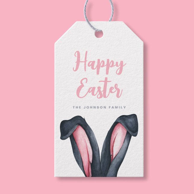 Söta kaninöron Glad påsk  Presentetikett (Cute Bunny Ears Happy Easter Gift Tags)