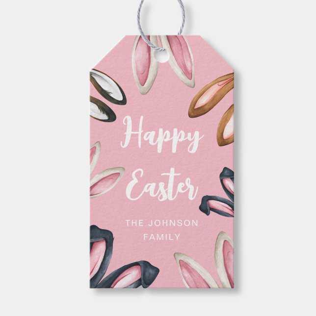 Söta kaninöron Glad påsk Presentetikett (Cute Bunny Ears Happy Easter Gift Tags)