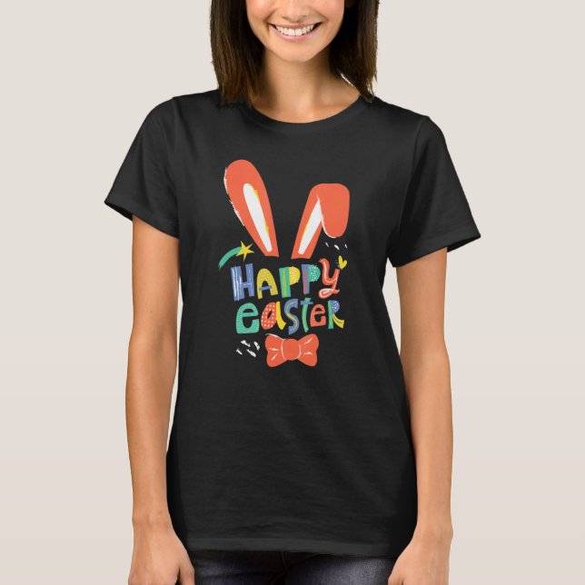 Söta kaninöron Glad påsk slips pannband öst T Shirt (Framsida)