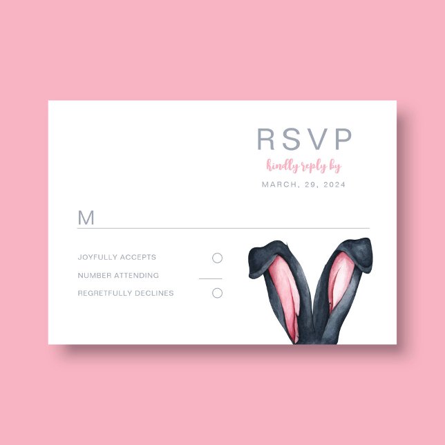 Söta kaninöron påskfest OSA kort (Cute Bunny Ears Easter Party RSVP Card)