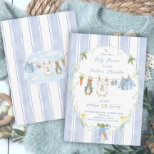 Söta kaninpojke klädstreck baby shower