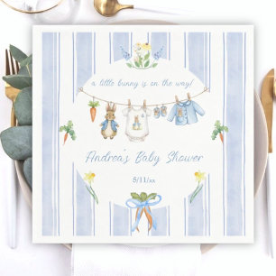 Söta kaninpojke klädstreck baby shower pappersservett