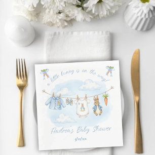 Söta kaninpojke klädstreck baby shower pappersservett