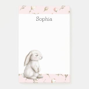 Söta kaninrosor rosa blommig  post-it block