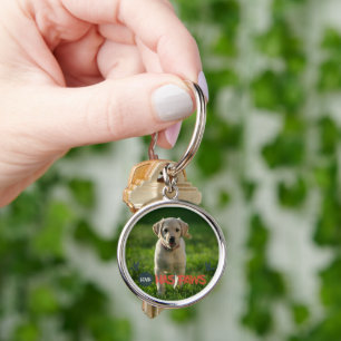 Söta kärlek har tassar hund älskare-citat rund silverfärgad nyckelring