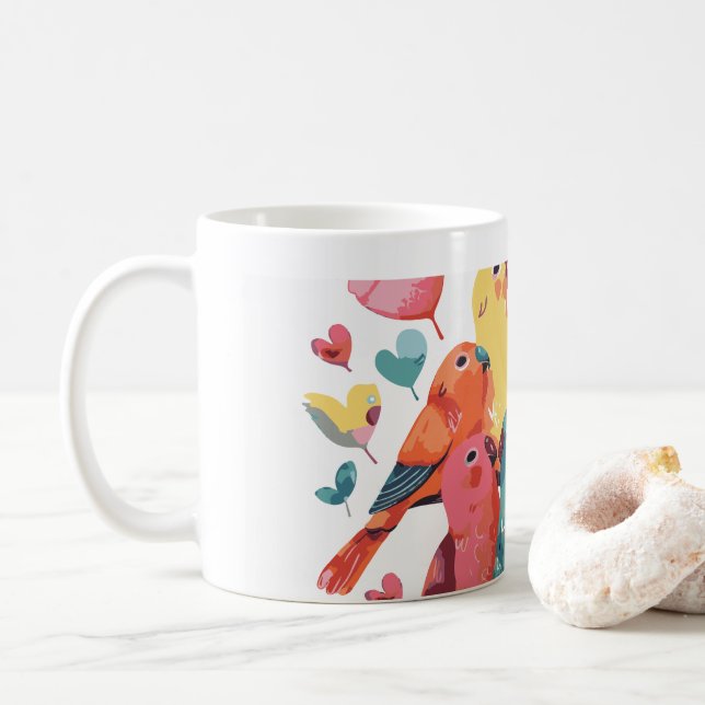 Söta kärleksfåglar Pastell Kaffe Mugg (Med munk)