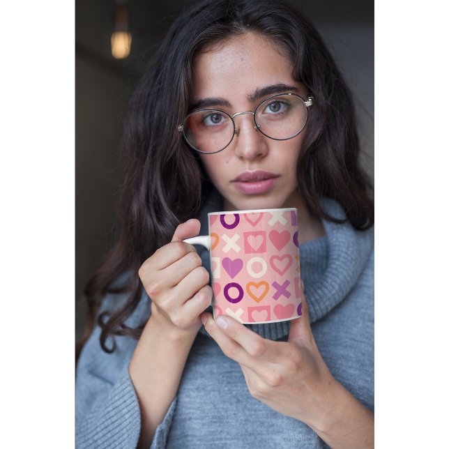 Söta kärlekshjärtan & kramar XOXO Modern abstrakt Kaffemugg (Skapare uppladdad)