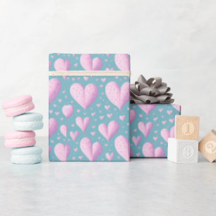 Söta Kärlekshjärtan Rosa Och Blå Presentpapper