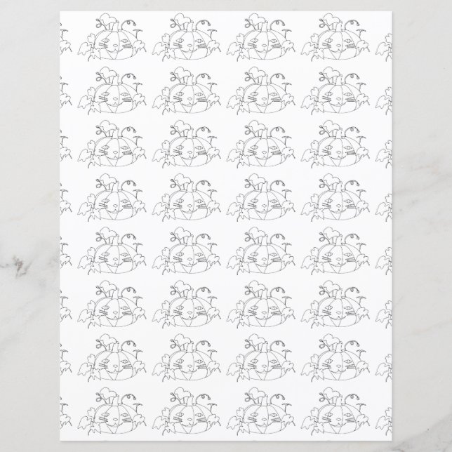 Söta Katt Ansikte Pumpa Halloween Scrapbook Papper (Framsida)