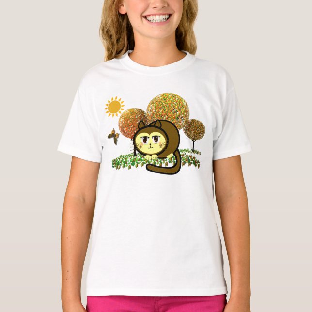 Söta Katt Jelly Bean Söta Träd T Shirt (Framsida)