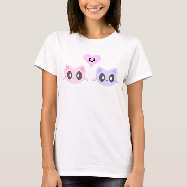 söta katt kärlek t-shirt (Framsida)