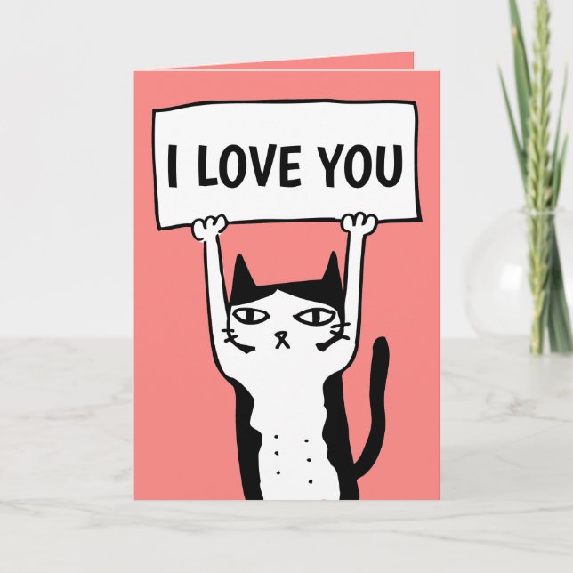 SÖTA KATT VALENTINSDAGSKORT HELGKORT (Framsida)