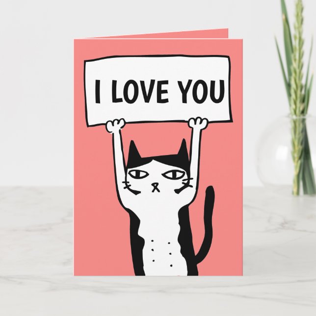 SÖTA KATT VALENTINSDAGSKORT HELGKORT (Framsida)
