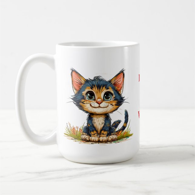 🐱 Söta Kattälskande Hemsnils Kaffe 💚 Kaffemugg (Vänster)