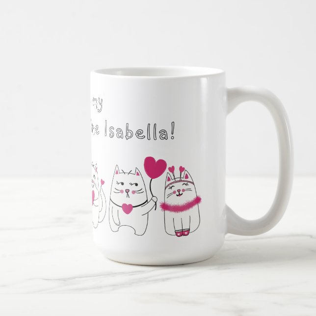 Söta kattälskare Alla hjärtans dag  Kaffemugg (Höger)
