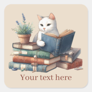 Söta kattälskare lägger till text fyrkantigt klistermärke