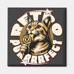 Söta kattälskare Retro-lollipop Magnet