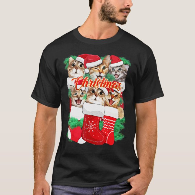 Söta kattansiktsuttryck  Julkatt T Shirt (Framsida)