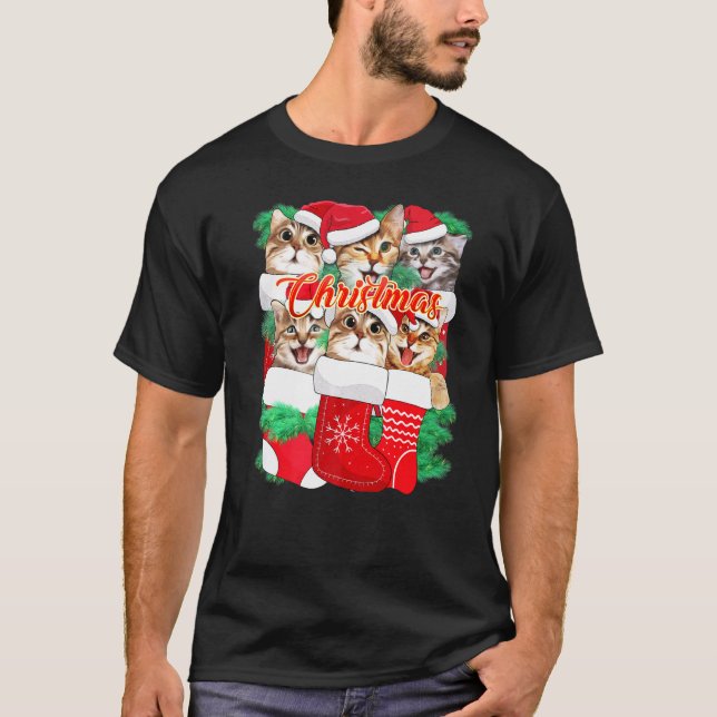 Söta kattansiktsuttryck  Julkatt T Shirt (Framsida)