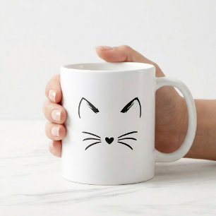 Söta Katteöron & Morrhår Hjärtans Näsa Grafik Kaffemugg