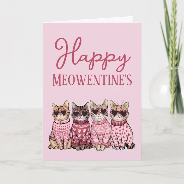 Söta Katter Alla Hjärtans Dag-kort Helgkort (Framsida)
