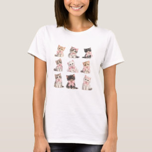 Söta katter bedårande rosa båge kattungar t shirt