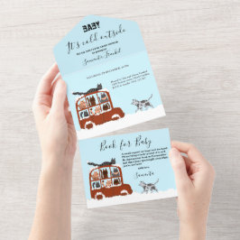 Söta katter i bil Vinter Kall Baby Shower