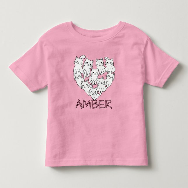 Söta katter i en hjärtform t shirt (Framsida)