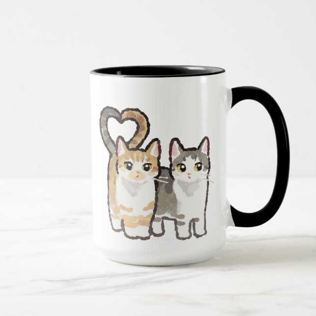 Söta Katter i Kärlekshjärtsvans Mugg (Höger)