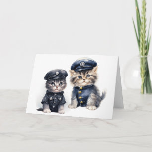 Söta katter i polisuniformer Tassarna för rättvisa Kort