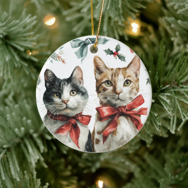 Söta Katter Julgransprydnad Keramik (Träd)