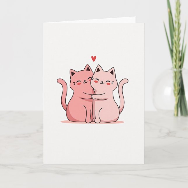 Söta Katter Kramar Kärlekskort Kort (Framsida)