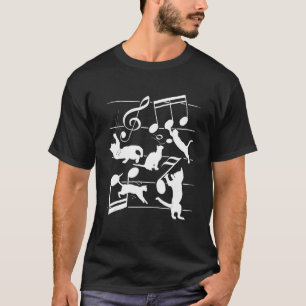 Söta Katter Kullar Spelar Musik Noter Musiker T Shirt