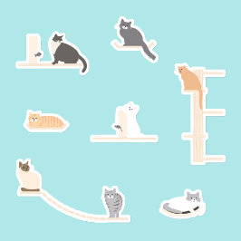 Söta Katter Lekar Vägg Möbler Klistermärke Ark Klistermärken
