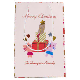 Söta katter med nuvarande rosa baby jul