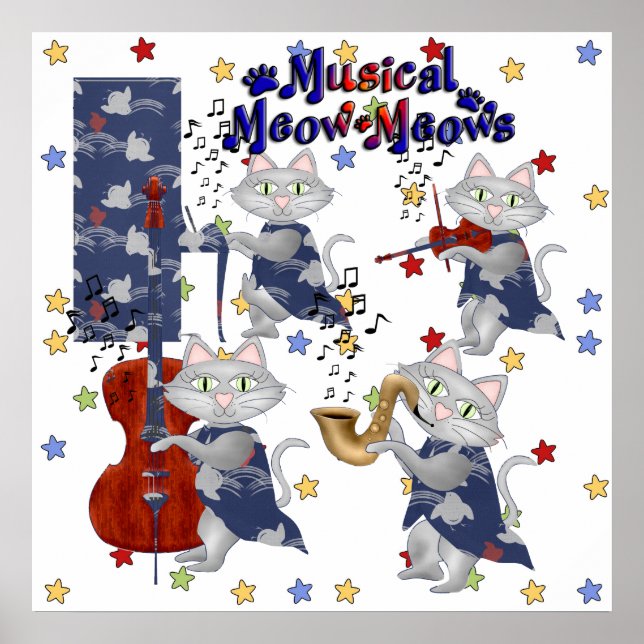 Söta Katter Musikal Kattband Poster (Framsidan)