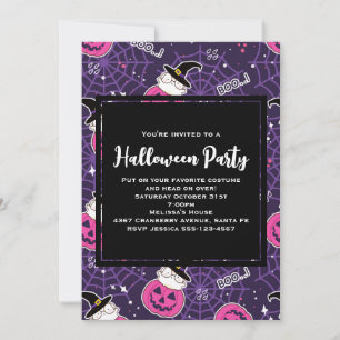 Söta katter och halloweenpumpor mönster inbjudningar