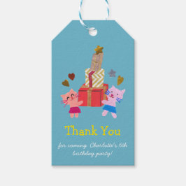 Söta katter och presenter Blått barnkalas Presentetikett